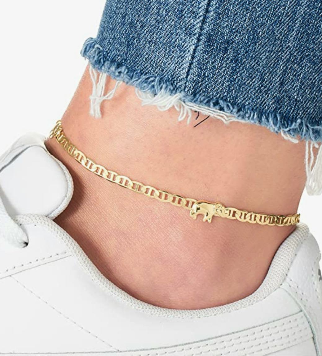 Barzel 18K Gold Plated Flat Marina Elephant Anklet