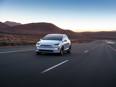 The full self-driving 10.13 Tesla Model X  in white 