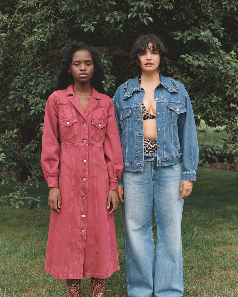 Levi’s x GANNI red and blue outfits