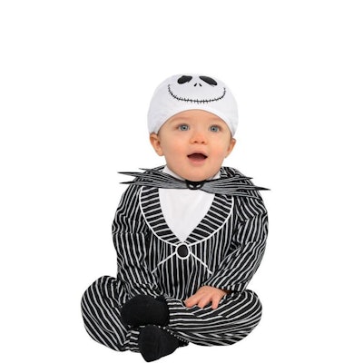 A Nightmare Before Christmas mom, dad, and baby Halloween costume with baby Jack Skellington is very...