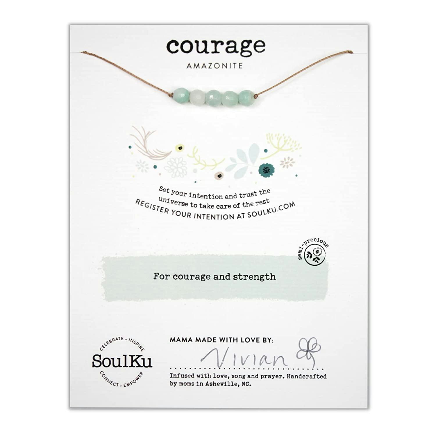 This amazonite crystal necklace for confidence encourages truth and strength.