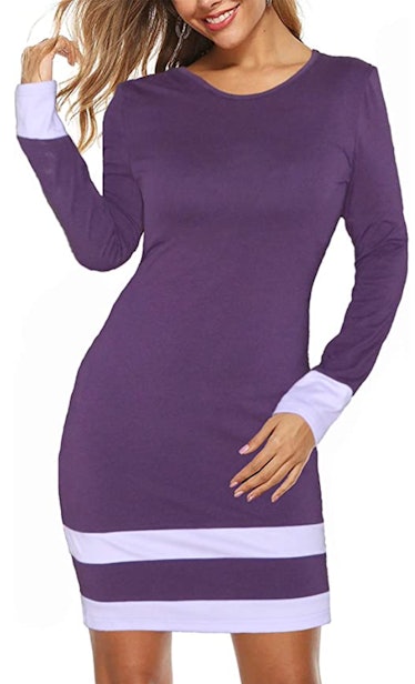 Aphratti Long Sleeve Purple Mini Dress