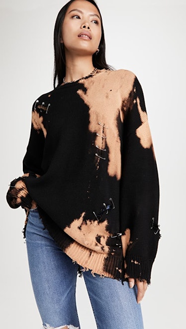 Bleached Distressed Crewneck Sweater   