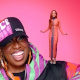 A mini Anitta standing on Missy Elliot's shoulder in their "Lobby" music video