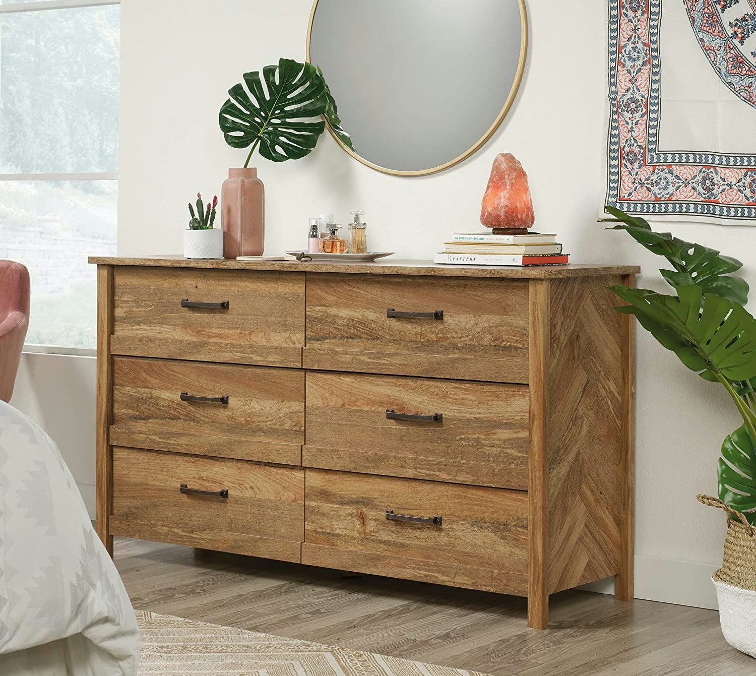 With a fancy herringbone feature, this Sauder Cannery Bridge Dresser is one of the best dressers for&hellip;