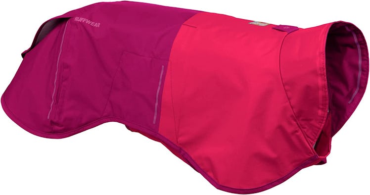 This waterproof dog coat has a lightweight shell with a PU finish. 