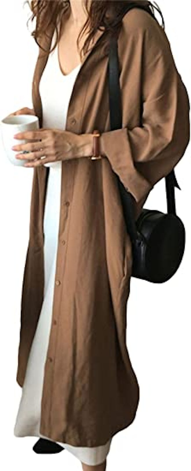 GGUHHU Rolled-Up Sleeve Maxi Dress