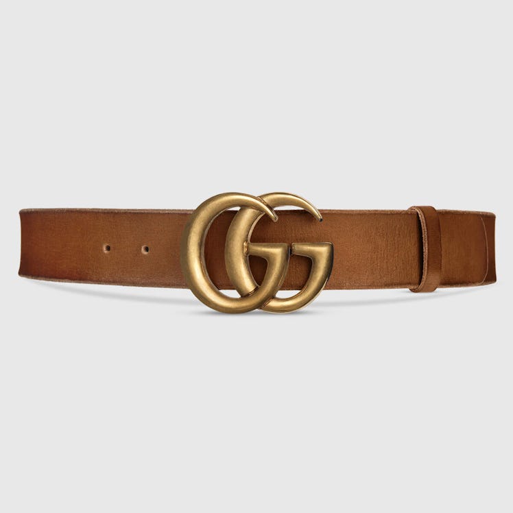 Gucci brown leather GG belt