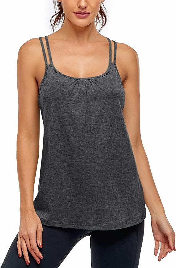 Hibelle Racerback Tank Top With Built-In Shelf Bra