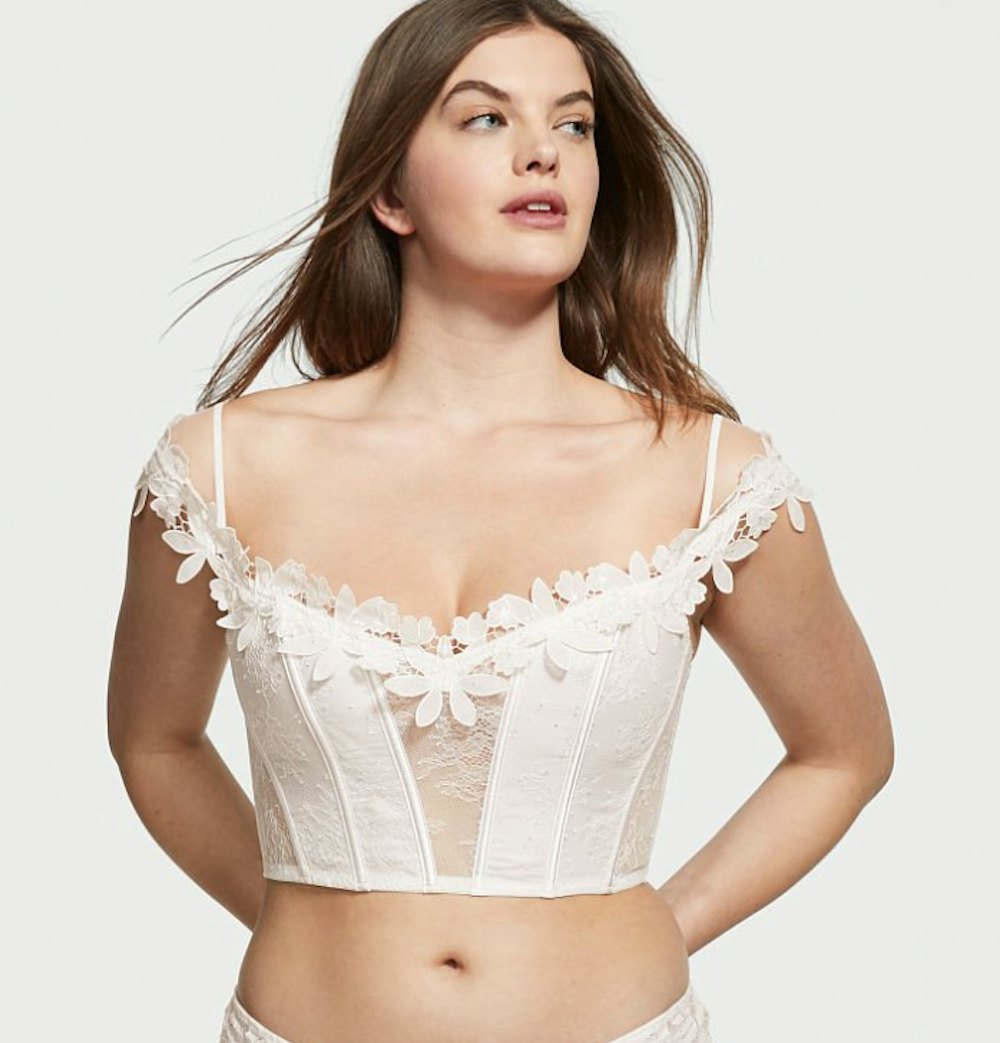 Unlined Floral Embroidery Corset Top