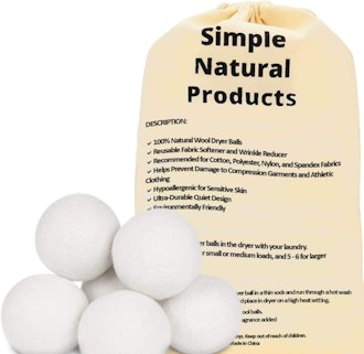 Simple Natural Wool Dryer Balls (6 Count)