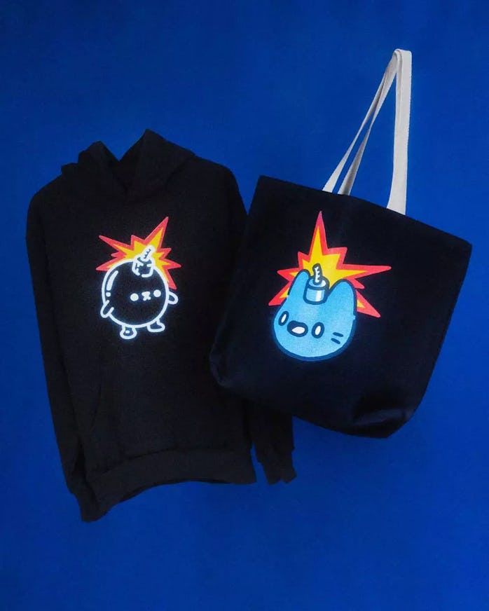 The Hundreds Adam Bomb Squad and Cool Cats hoodie and tote bag