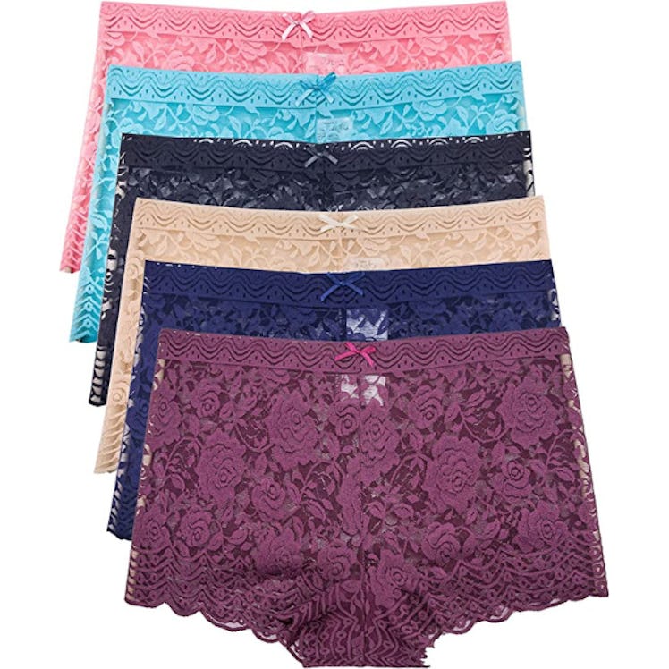 Barbra Lingerie Lace Boyshort Panties (6-Pack)