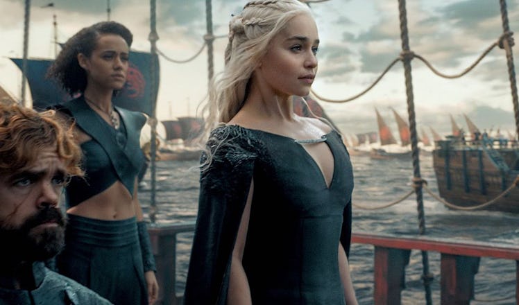 Peter Dinklage, Emilia Clarke, and Nathalie Emmanuel in the Game of Thrones Season 6 finale