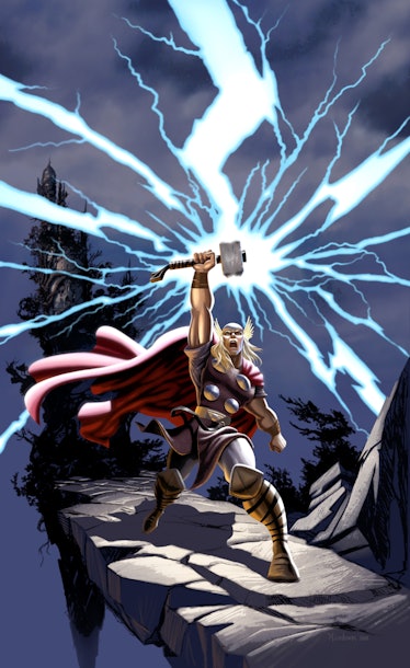 A promotional image from the 2008 would-be Thor cartoon.