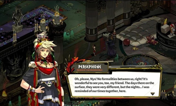 An insert with Persephone in 'Hades' game