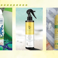 Side By Side Of Three Different Spray Sunscreens for Kids