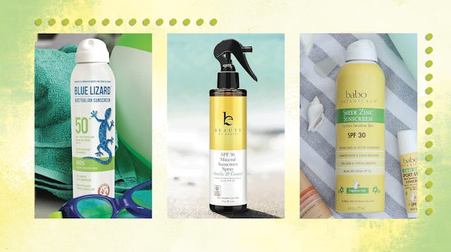 Side By Side Of Three Different Spray Sunscreens for Kids