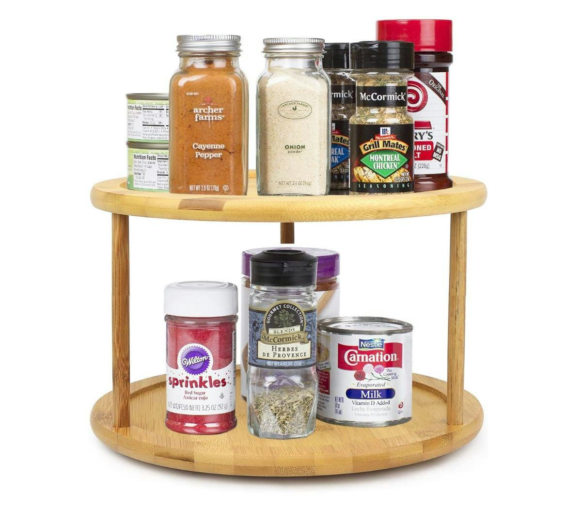 Greenco Bamboo Lazy Susan Turntable Spice Rack