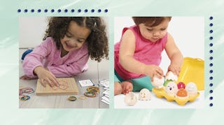 Kids playing with toys for fine motor skills