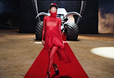 Jennie wearing red Alaïa in Blackpink's 'Pink Venom' music video