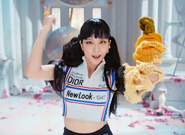 Jisoo wearing a Dior "New Look" top in Blackpink's 'Pink Venom' music video
