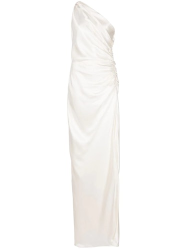 Michelle Mason white one-shoulder silk gown