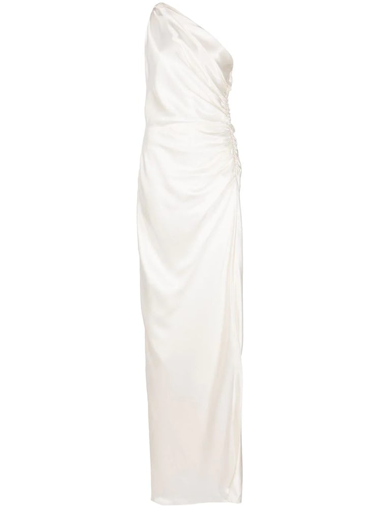 Michelle Mason white one-shoulder silk gown