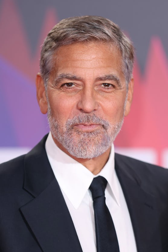 Full-profiled George Clooney with grey hair and beard