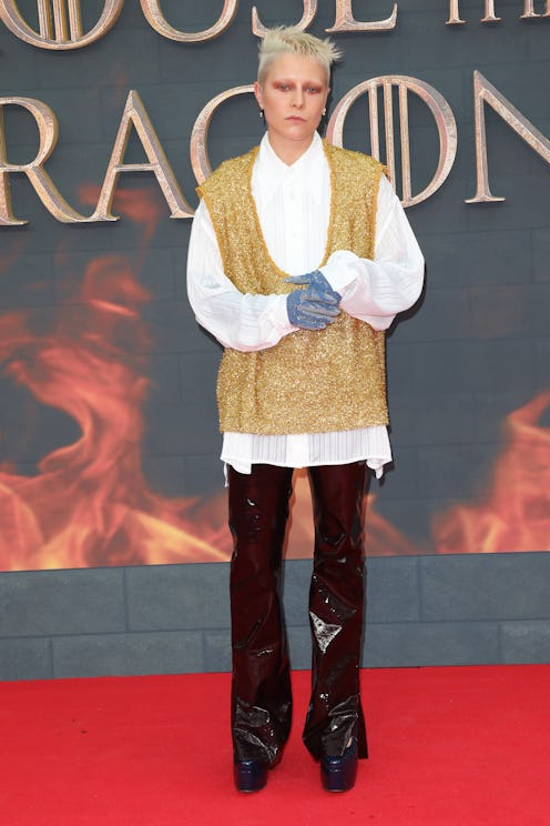 House Of The Dragon star Emma D'Arcy's red carpet look.	