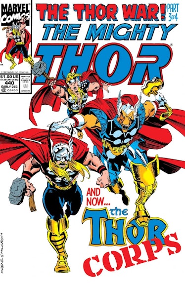 The cover of The Mighty Thor #440, artwork by Ron Frenz.