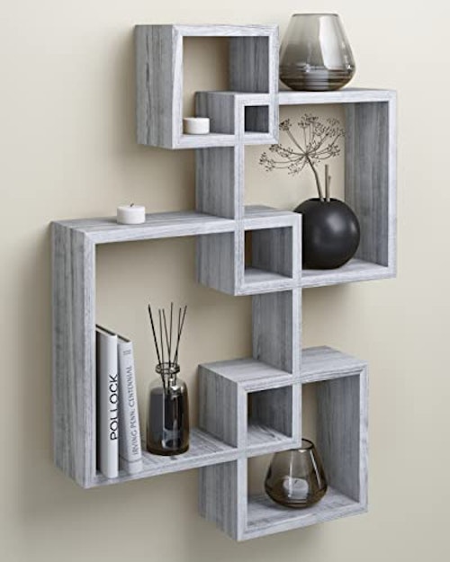 Greenco Wood Floating Cube Shelves (Set of 4)