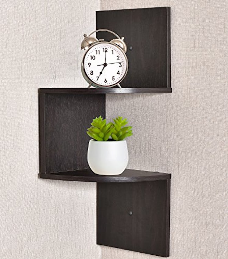 Greenco Zigzag 2 Tier Corner Floating Shelves