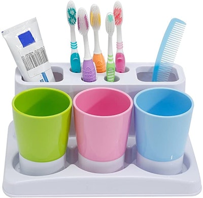 The Eslite Toothbrush & Toothpaste Holder Stand is one of the top products to make a bathroom toddle...