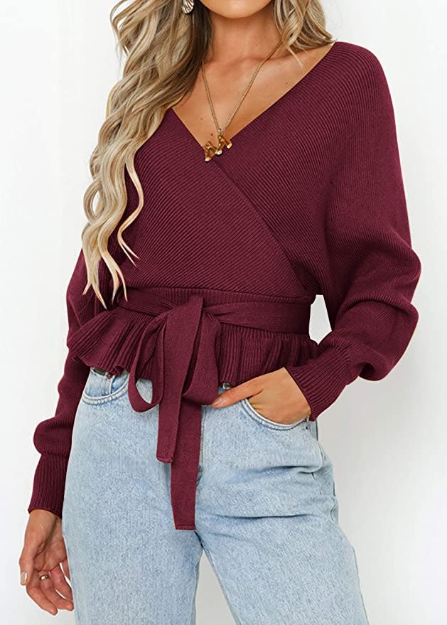 ZESICA Wrap V Neck Top