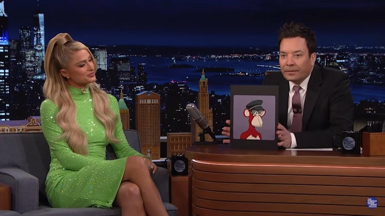 Paris Hilton and Jimmy Fallon discuss Bored Apes on The Tonight Show