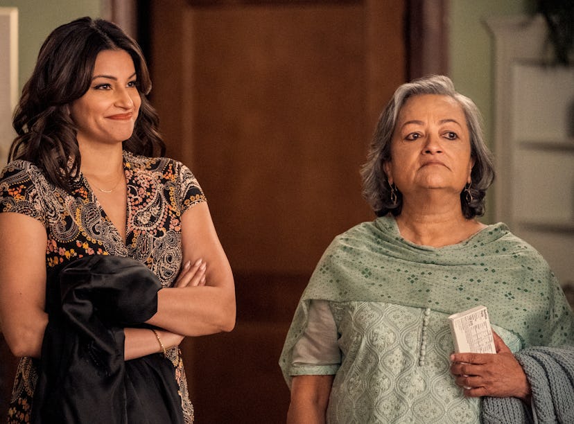 Richa Moorjani as Kamala, Ranjita Chakravarty as Nirmala in Never Have I Ever