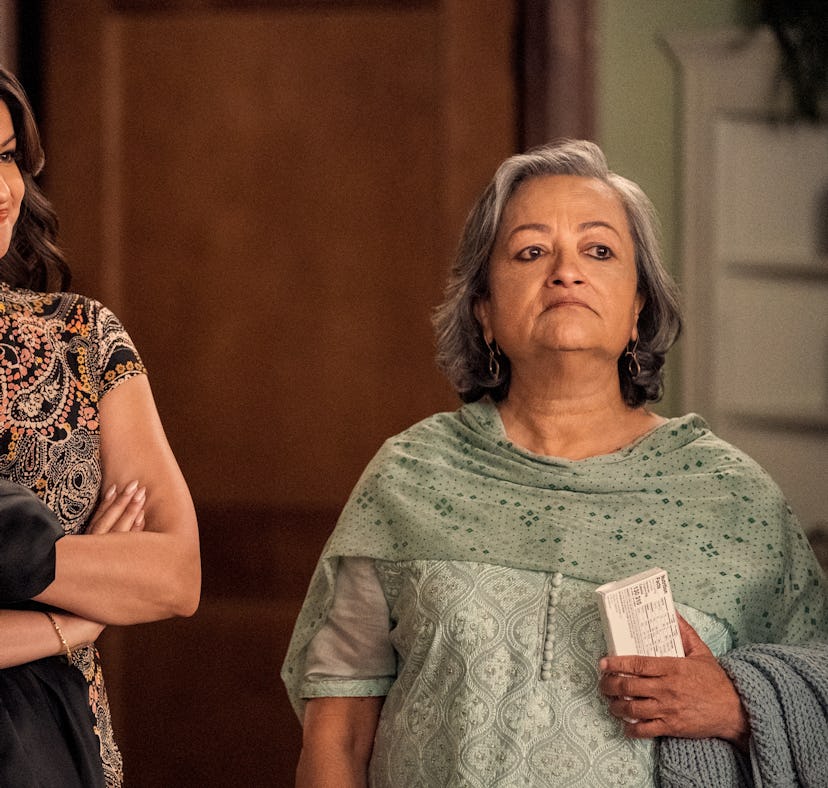 Richa Moorjani as Kamala, Ranjita Chakravarty as Nirmala in Never Have I Ever