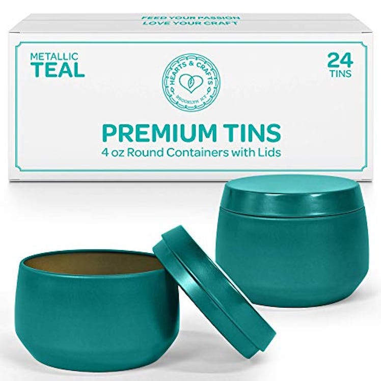 Hearts & Crafts Teal Candle Tins