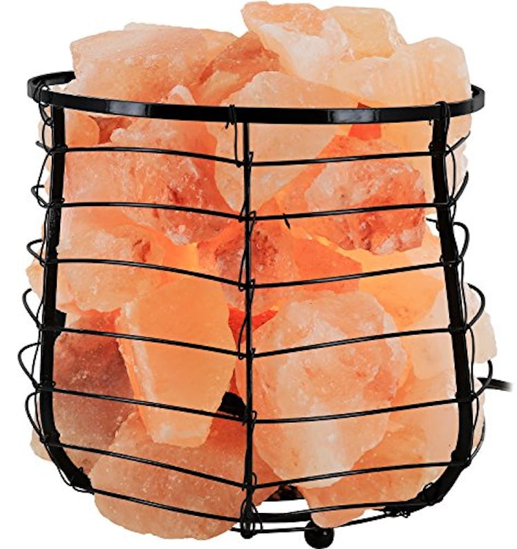 Greenco Hand Crafted Wire Basket Salt Lamp 