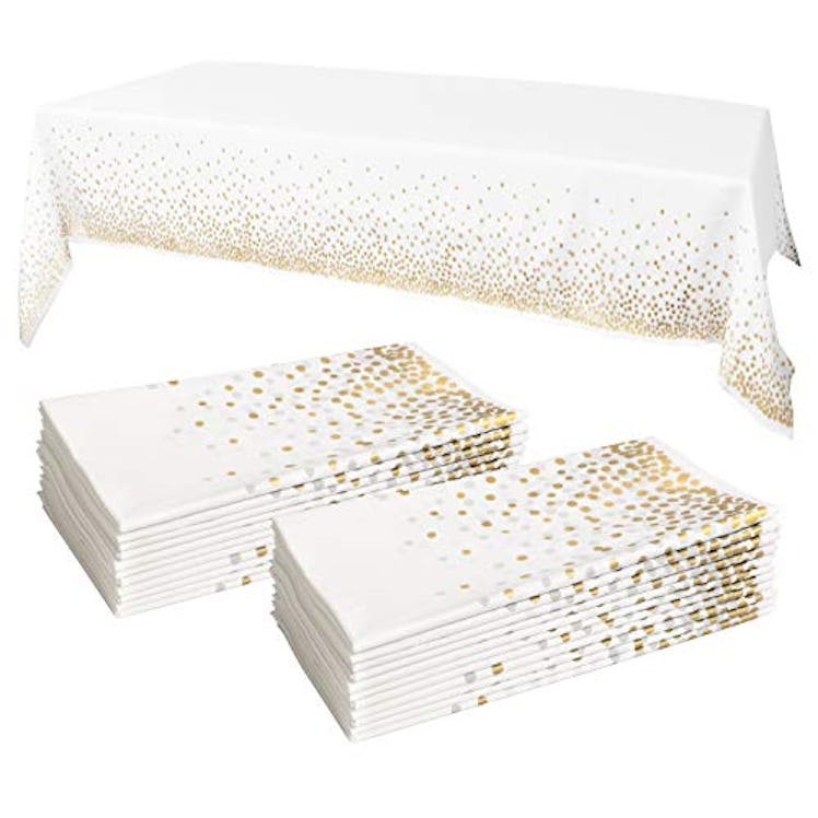 White Plastic Fabric Rectangle Tablecloth