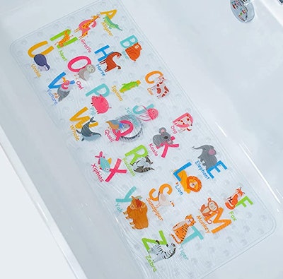The BEEHOME Alphabet Anti-Slip Tub Mat is one of the best things to make a bathroom toddler-friendly...