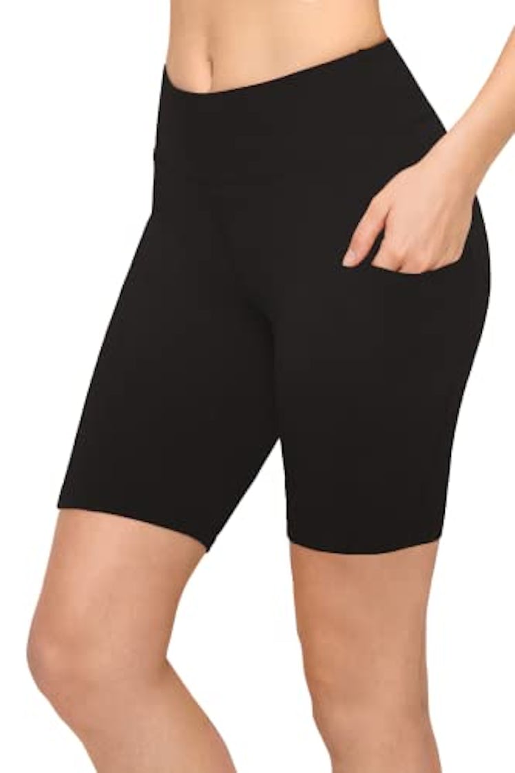 SATINA Biker Shorts for Women - High Waist Biker Shorts with Pockets - Yoga Shorts for Regular & Plu...