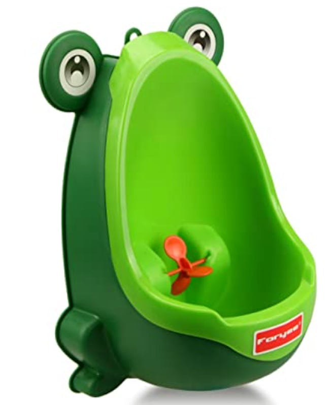 The Foryee Frog Potty Training Urinal is a thing that makes a bathroom toddler-friendly.