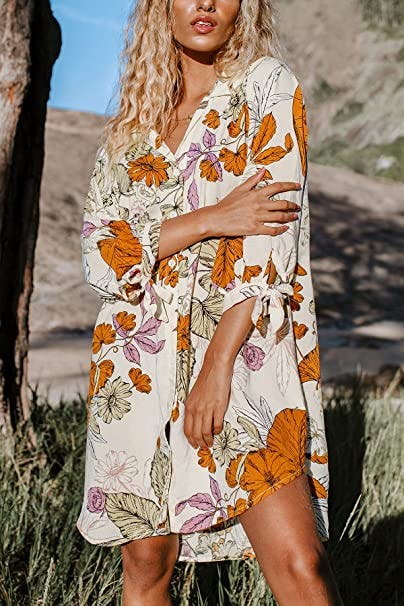 CUPSHE Floral Shirt Dress Cover-Up