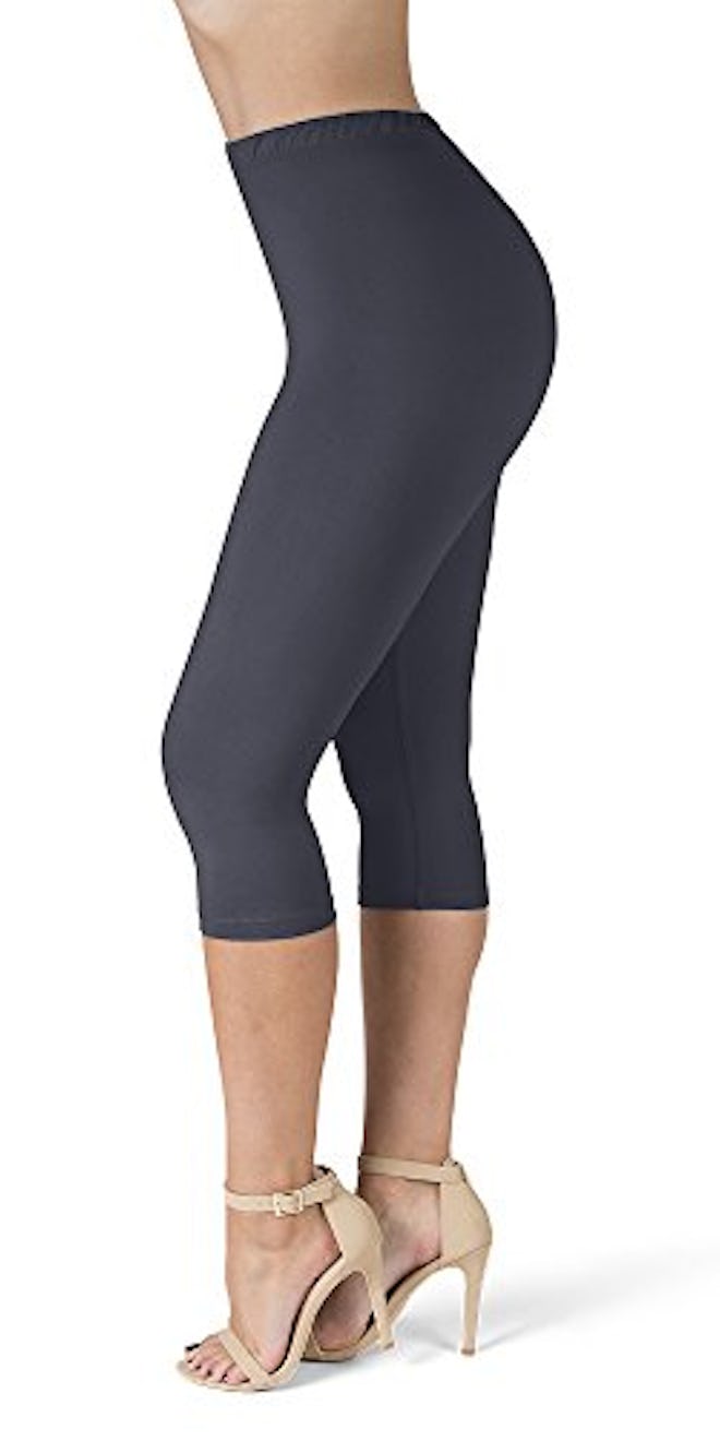 SATINA High Waisted Leggings for Women | Full Length | 1 Inch Waistband (One Size, Charcoal)