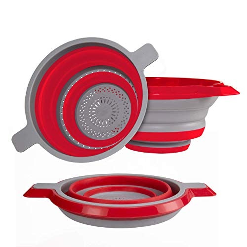 Kitchen Maestro Collapsible Colander Set and Pasta Strainers