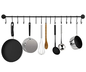 格林科锅和锅墙壁安装轨道，锅和锅衣架，15钩，黑色