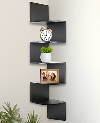 Greenco Corner Shelf 5 Tier Shelves for Wall Storage, Easy-to-Assemble Floating Wall Mount Shelves f...