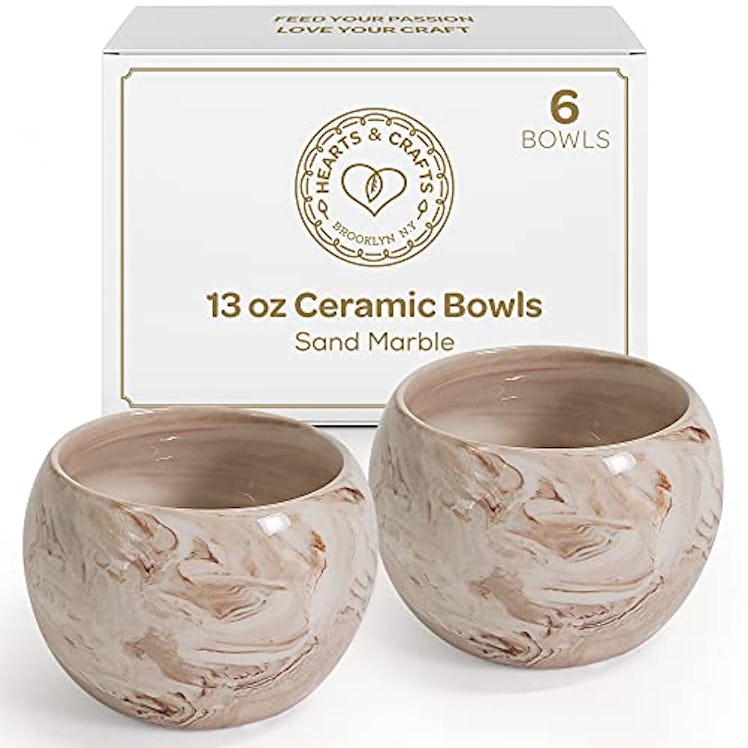 Hearts & Crafts Sand Marble Ceramic Bowls (Set of 6)